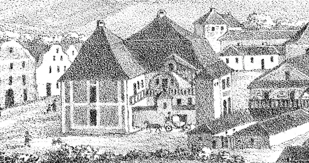 Bochnia, litografia według rysunku Karola Branta, fragment