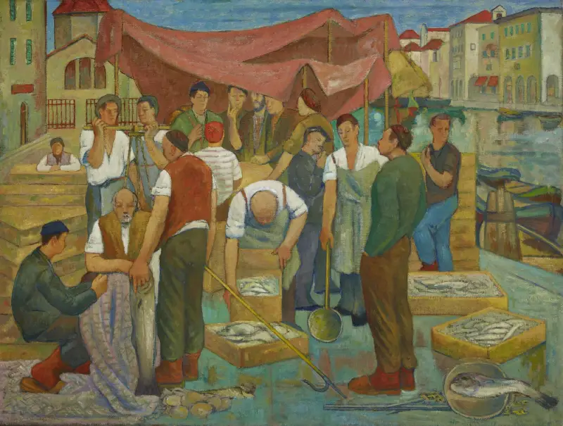 Roman Jarosław Heger, Targ Rybny. Obraz olejny.